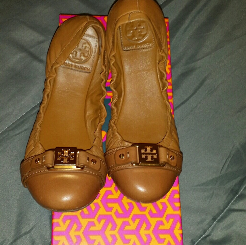 Tory burch 7.5 royal tan ambrose ballet flats